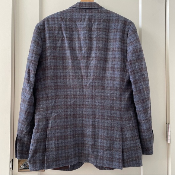 Johnston Murphy Sport Plaid Coat Blue Purple Maroon Size M - Picture 2 of 9